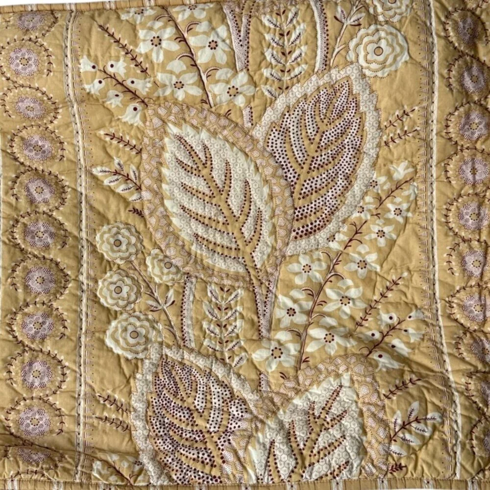Restoration Hardware Quilted Pillow Sham Yellow Paisley Standard Pillowcase RefC